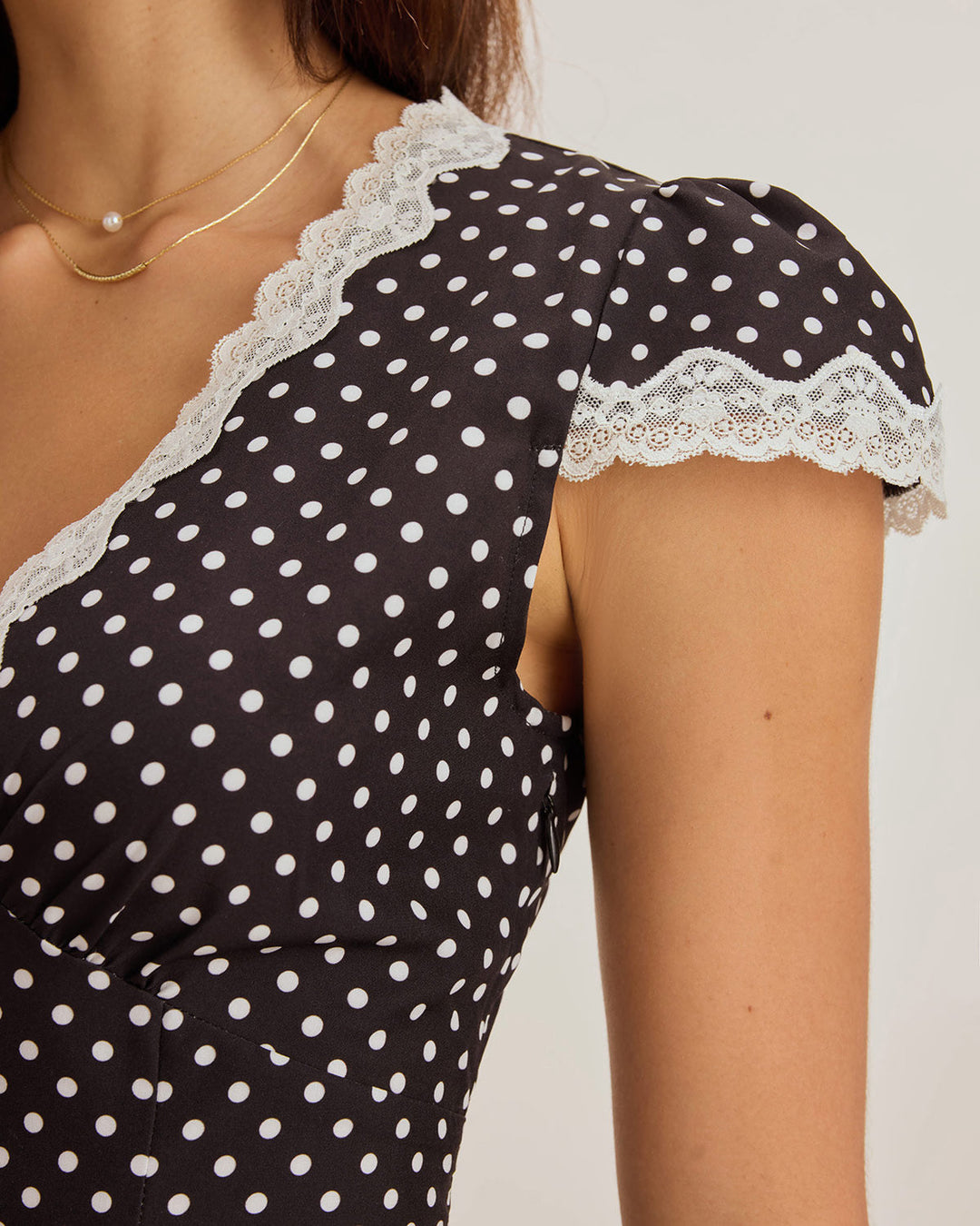 Black Polka Dot V-Neck Mini Dress