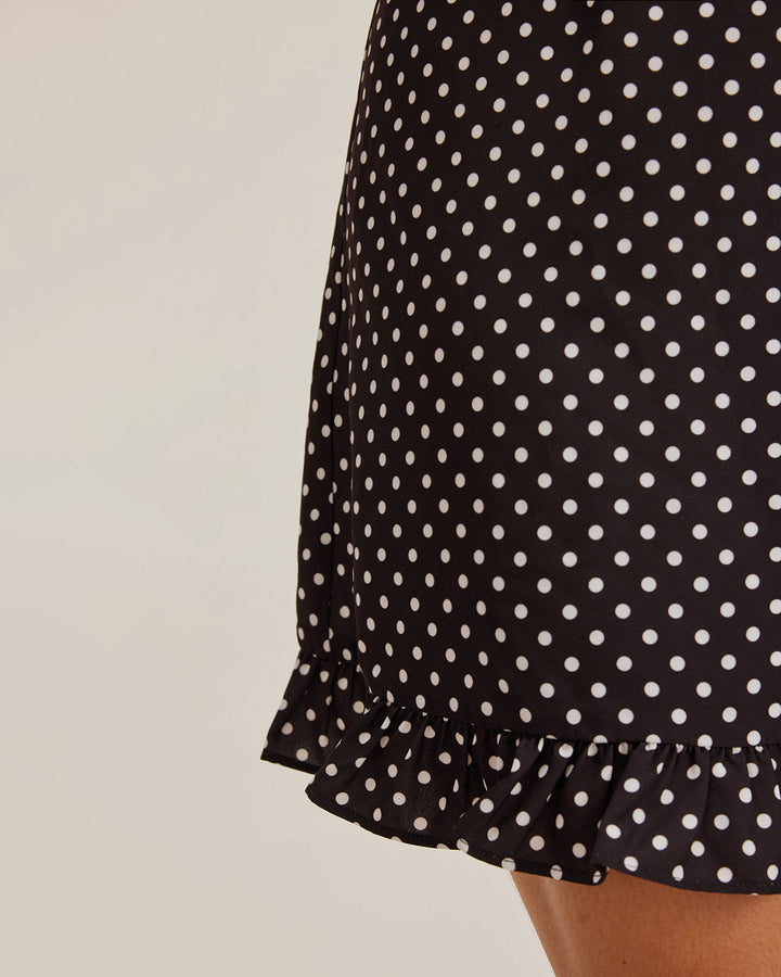 Black Polka Dot V-Neck Mini Dress