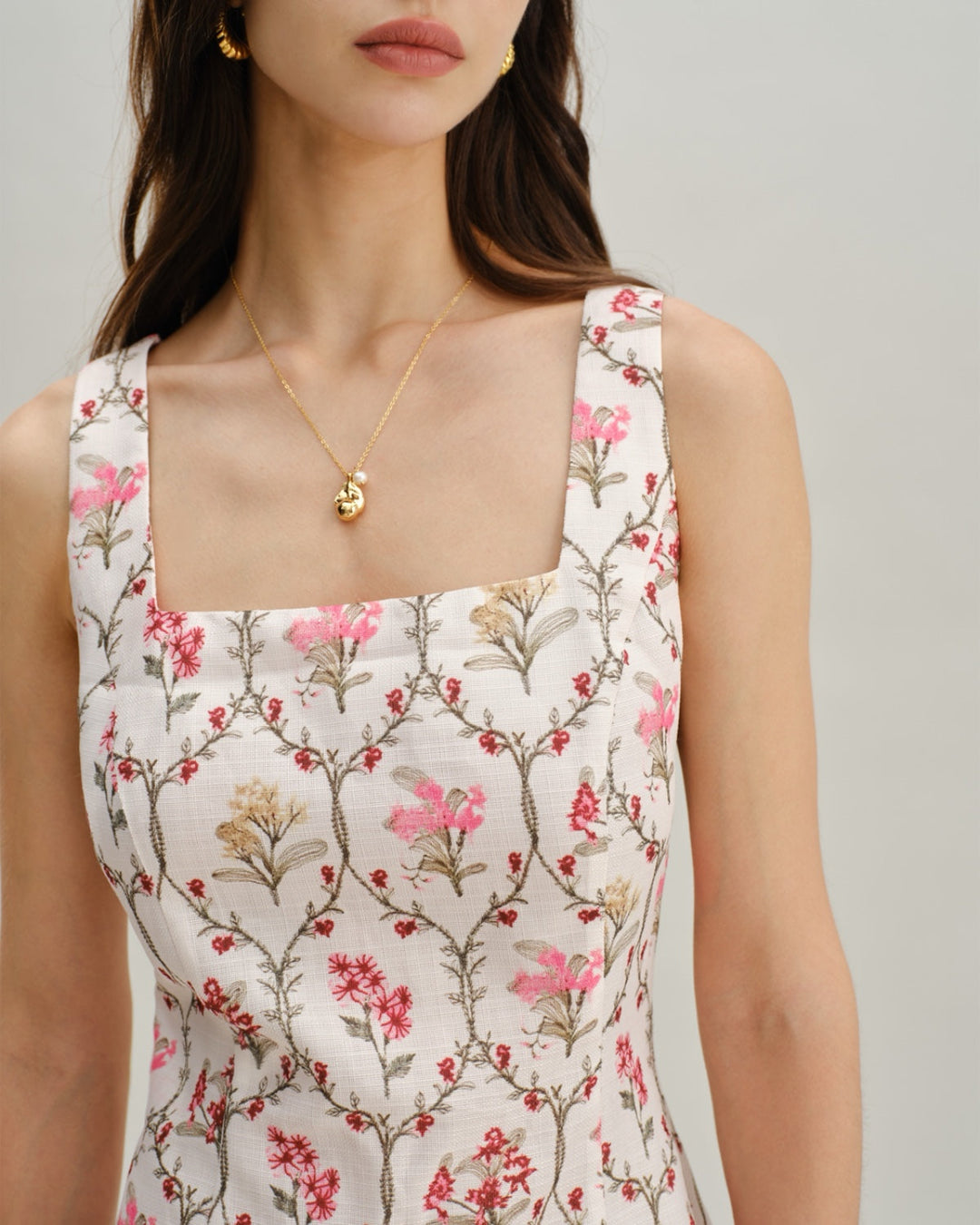 Floral Square Neck A-Line Slip Mini Dress