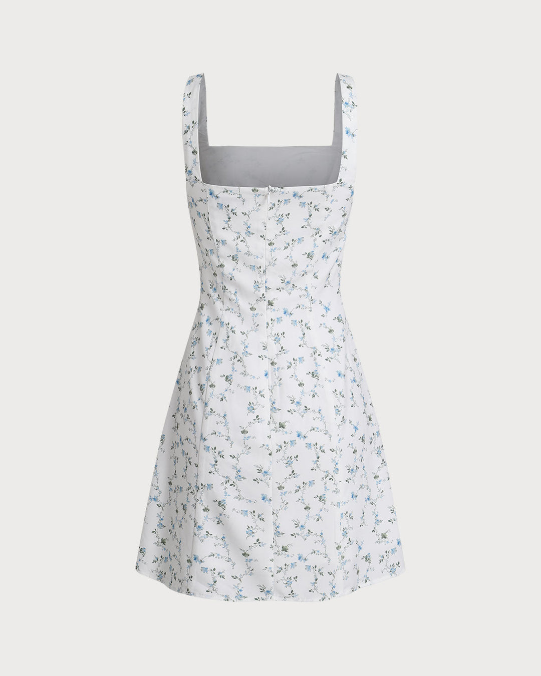 White Floral Square Neck Slip Mini Dress
